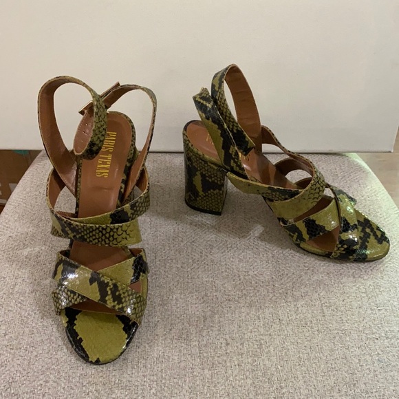 Paris Texas olive green snakeskin effect sandals size 39 EU - Picture 2 of 11